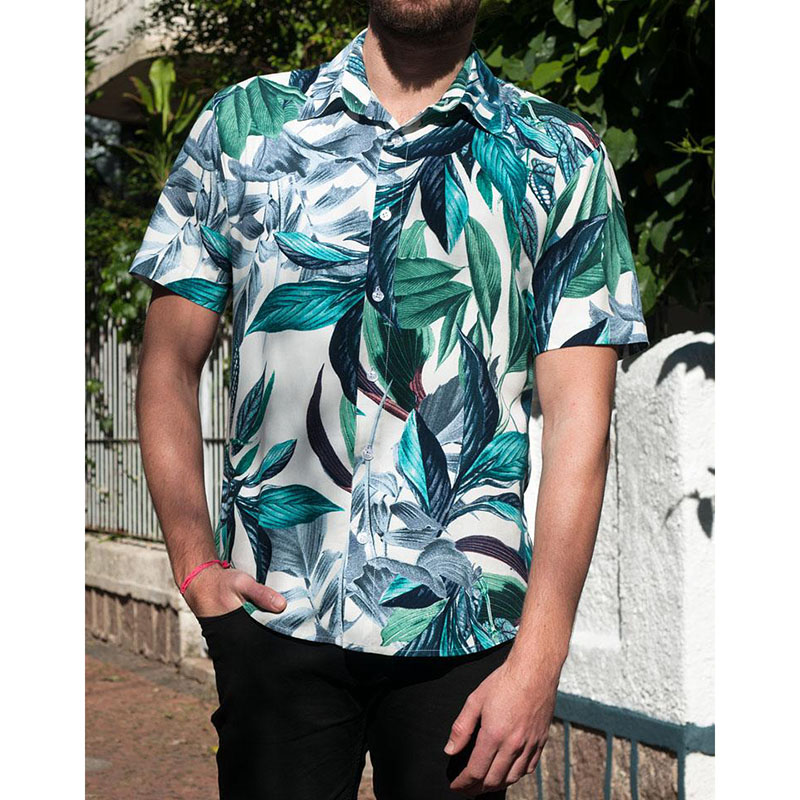 

Mens Hawaiian Printed Short Sleeve Summer Casual Loose Shirt
