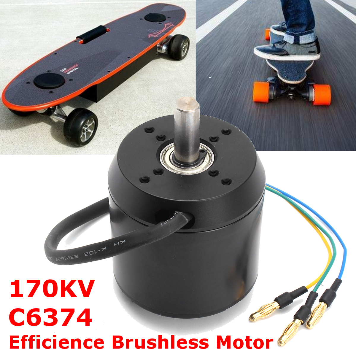 High Efficience Brushless Motor For Electric Skateboard Longboard 170KV C6374