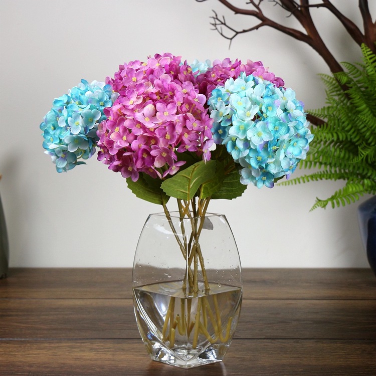 

Artificial Hydrangea Silk Fake Flowers Balls Wedding Bouquet with Leaf Bud for Home Weeding Decorations DIY Home Wedding Party Decorative Flowers 6 Colors