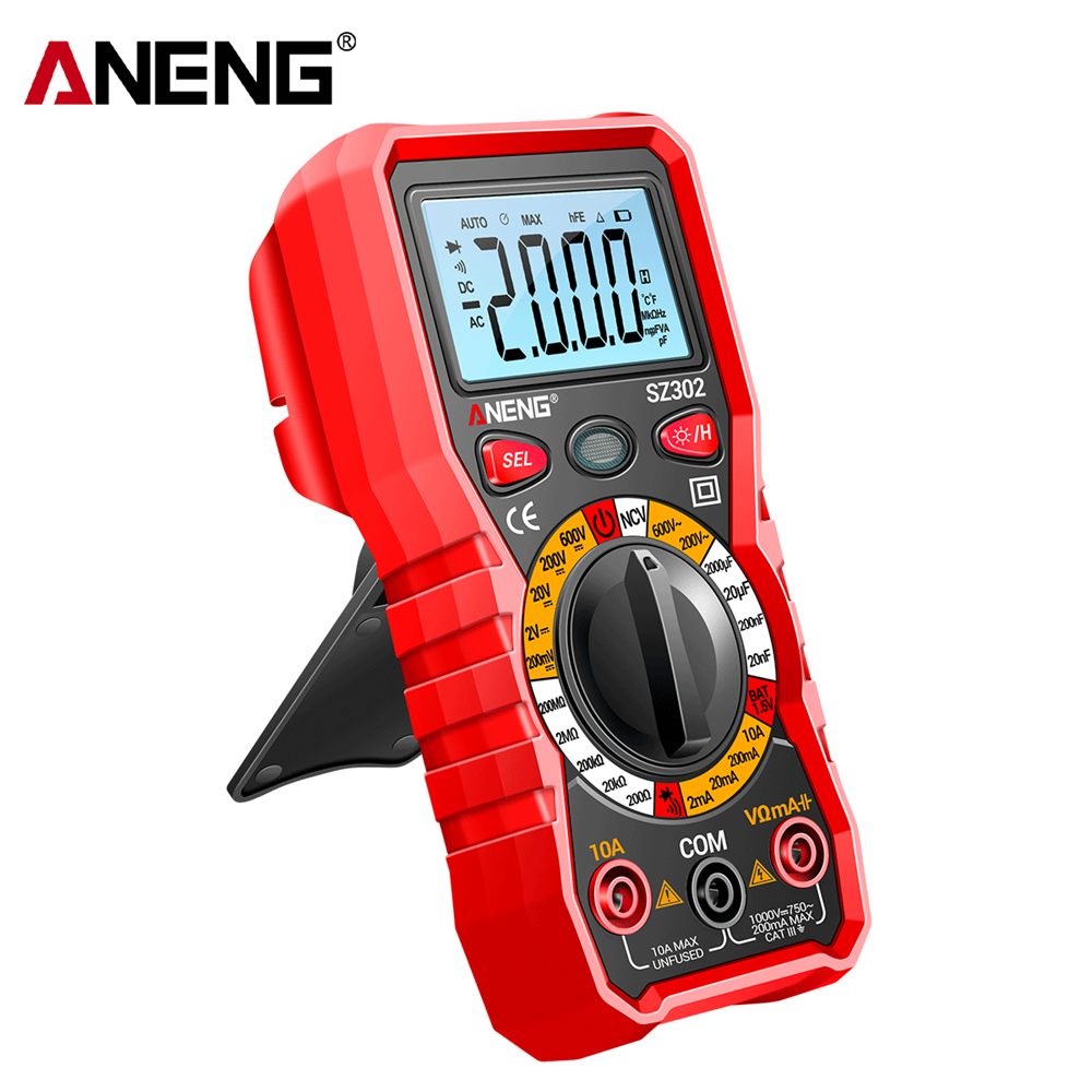 ANENG SZ302 Multimetro Digitale AC/DC Tester Automatico NCV Resistenza Ohm Amperometro Misuratore di Capacità 5
