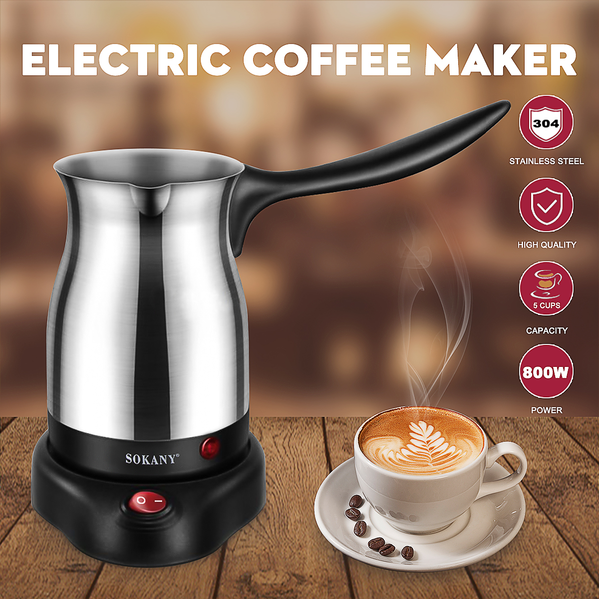 Stainless Steel Electric Turkish Greek Coffee Maker Machine Espresso Moka Pot 8