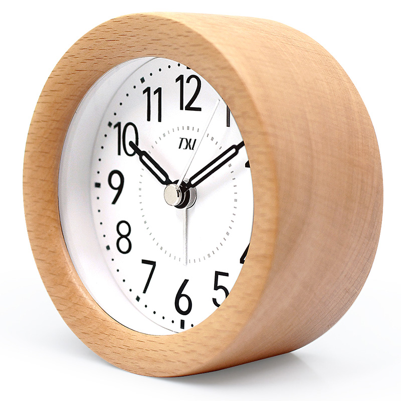 

TXL Wooden Desktop Snooze Alarm Clock Backlight Silent Non Ticking Bedside Kids Room Student Table Clock
