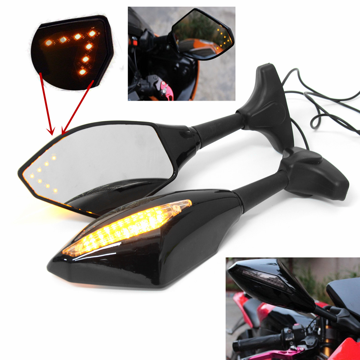 

Пара мотоцикл LED Стрелка Поворотная сигнальная лампа заднего вида для Honda / Suzuki / Kawasaki/Yamaha