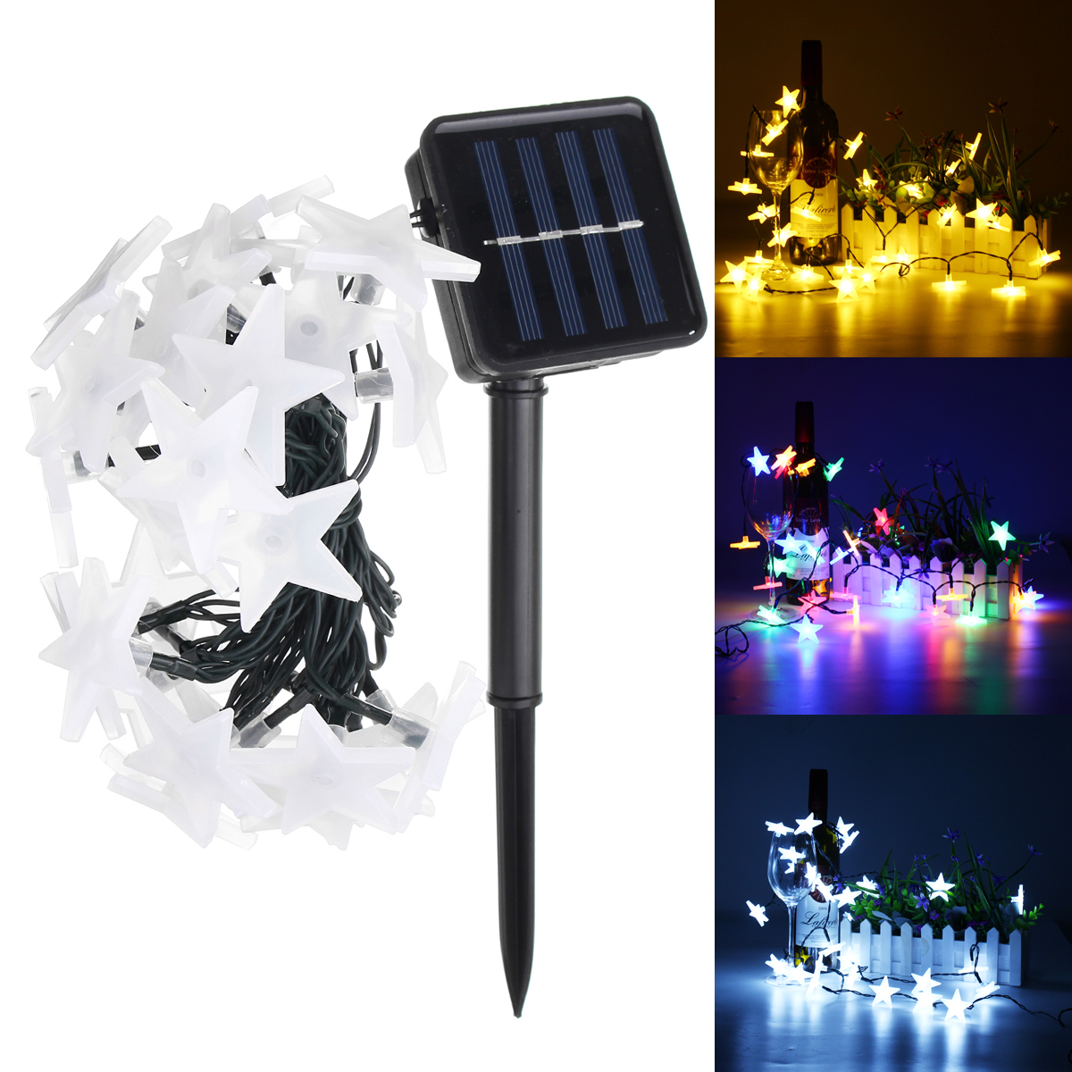 

Solar Powered 5M 30LEDs Frosted Five Stars Fairy String Light Christmas Wedding Decor Lamp