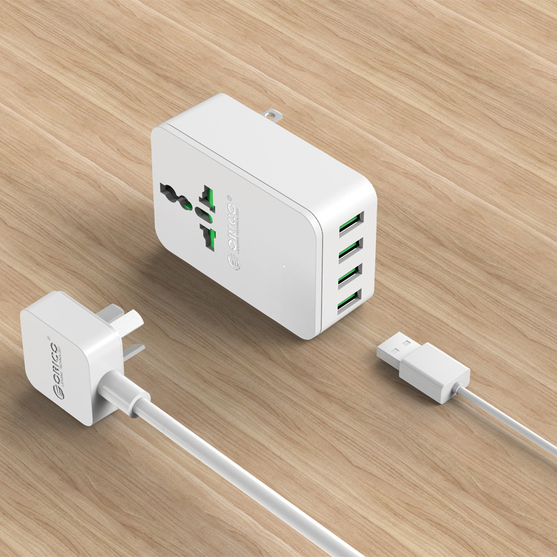 Find ORICO S4U 20W Universal Power Plug Travel Converting Adapter with 4 USB Charging Ports for Sale on Gipsybee.com with cryptocurrencies