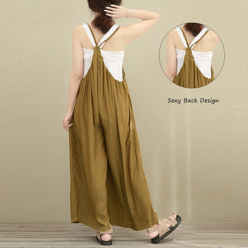 Women Casual Sleeveless Strap Baggy Wide Leg Pant Jumpsuit Rompers