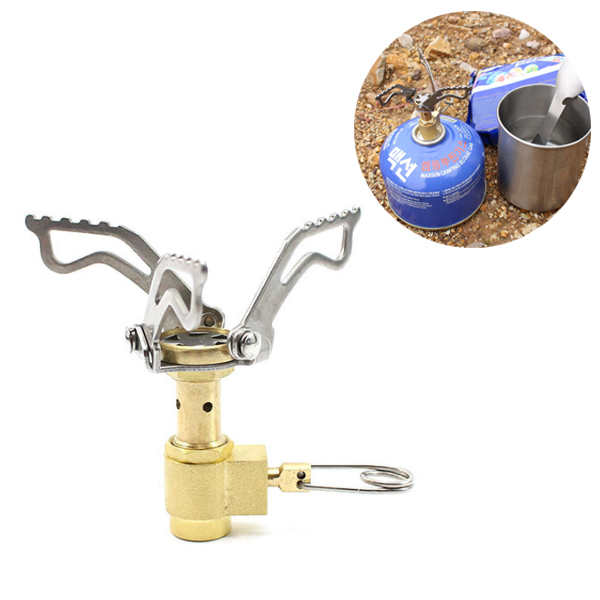 

IPRee® Mini Camping Stove Outdoor BBQ Picnic Cooking Stove Portable Ultralight Brass Folding Gas Stove