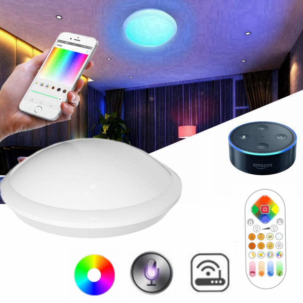 

ARILUX 30W RGBCCT Wifi Smart LED Ceiling Light Remote and APP Voice Control Chandelier for Alexa
