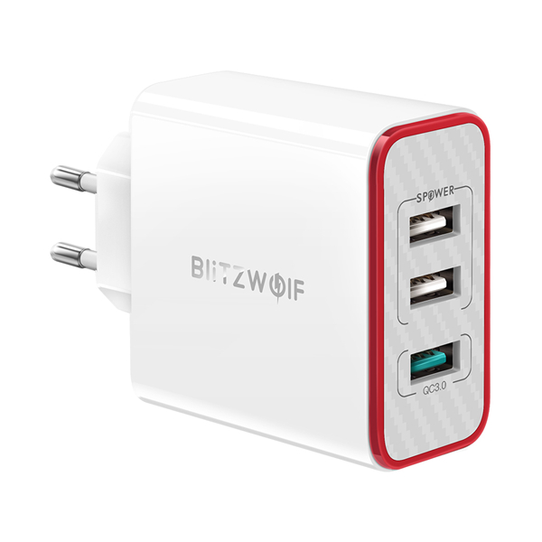 BlitzWolf® BW-PL2 30 Вт QC3.0 3-портовое USB-зарядное устройство Адаптер ЕС с технологией Power3S для планшета Смартфон
