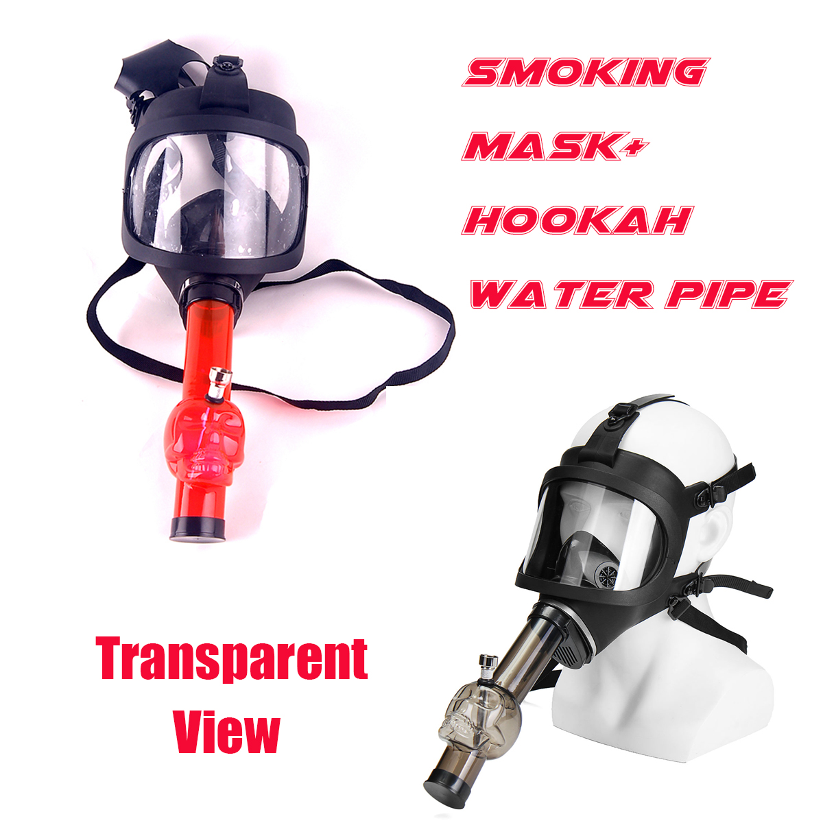 Silicone Acrylic Gas Filter Mask Water Shisha Pipe Tube 59