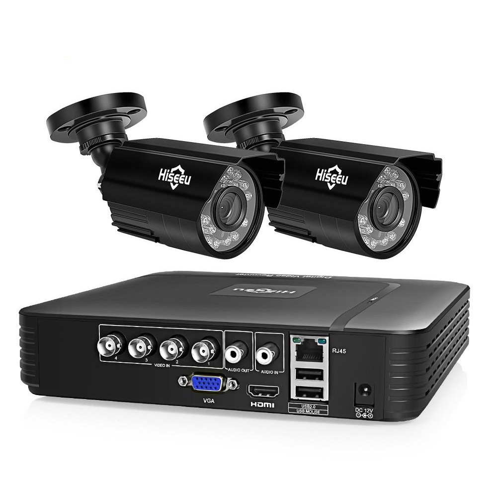 

Hiseeu HD 4CH 1080N 5 in 1 AHD DVR Kit CCTV System 2pcs 1080P AHD Waterproof IR Camera P2P Security Surveillance Set