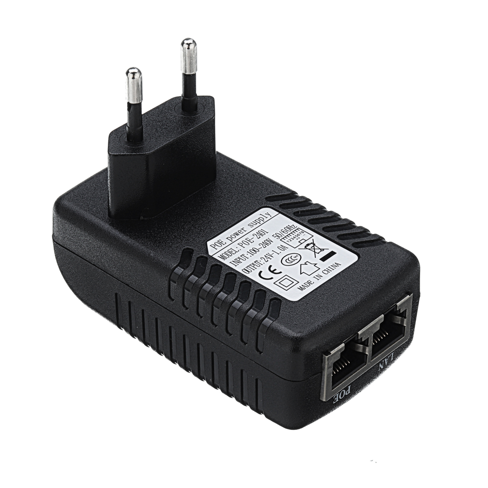 

EU Plug CCTV 24V 24 V 1A 24 Watt POE Wall Plug Poe Injector Ethernet Adapter Ip Camera PoE Phone Power Supply