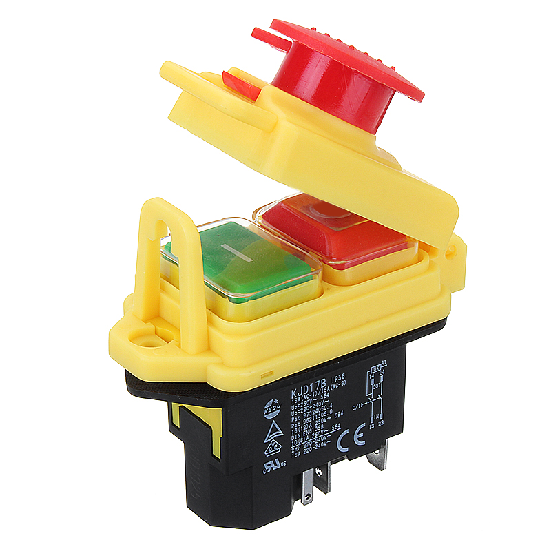

230V IP55 KJD17 GF 4 Pin Start Stop On Off Volt Release Switch Electronic Switch Module Fit for Workshop Machines