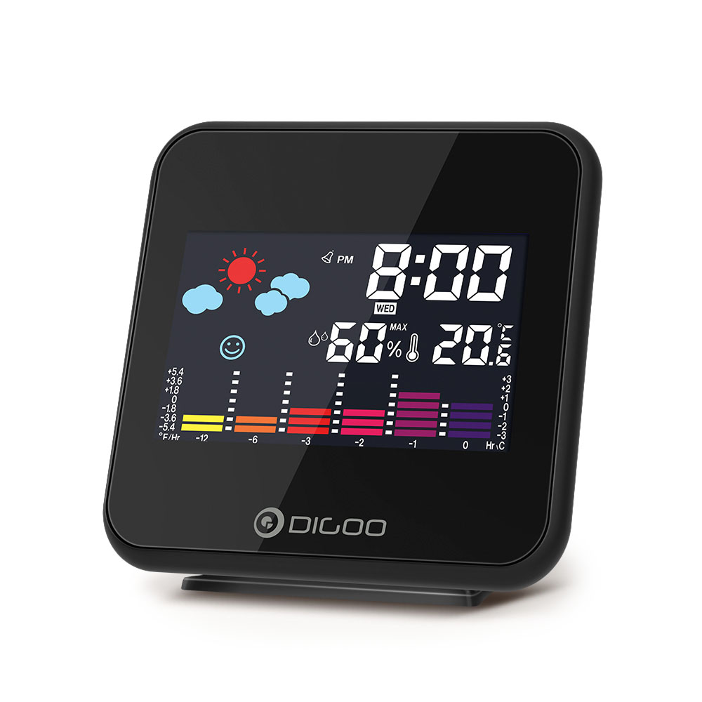 

Digoo DG-C15 Цифровые мини-беспроводные цветные часы с подсветкой станции прогноза погоды USB Гигрометр Термометр влажности и температуры Бу