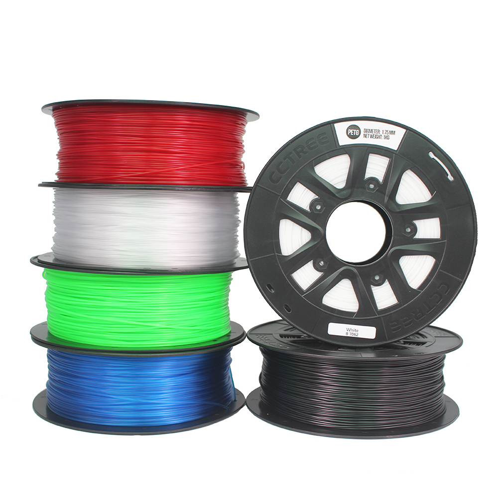 

CCTREE® 1.75mm 1KG/Roll Black/White/Blue/Red/Green/Transparent PETG Filament for Creality CR-10/CR10S/Ender 3/Tevo/Anet 3D Printer