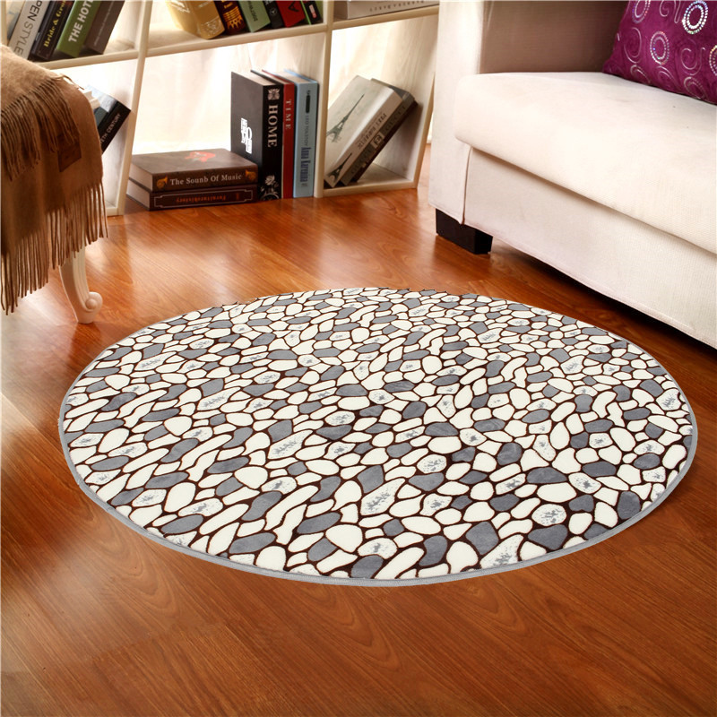80x80cm Coral Velvet Bathroom Absorbent Carpet Anti Slip Doorsill Round Mat Rug