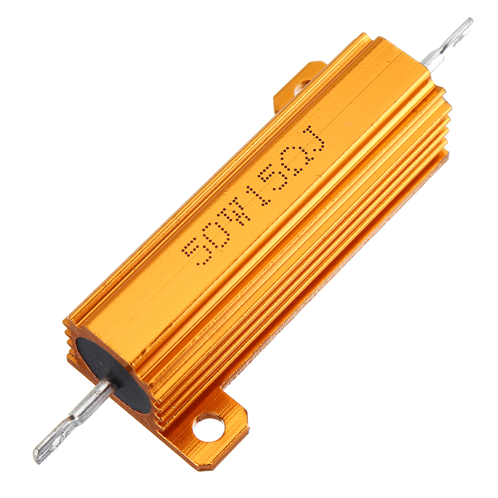 

RX24 50W 15R 15RJ Metal Aluminum Case High Power Resistor Golden Metal Shell Case Heatsink Resistance Resistor