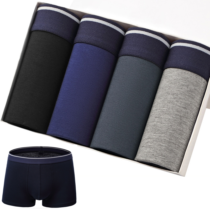 

4 Pieces Mens Modal Mid Rise Solid Color Casual Underwear