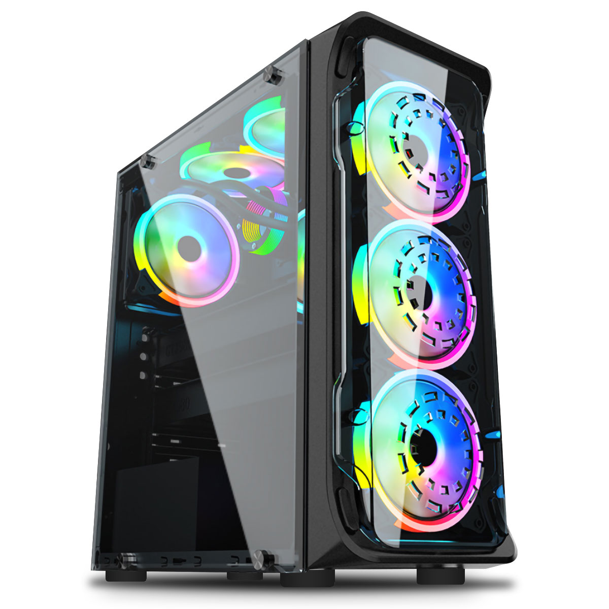 Find Computer PC Case Transparent Glass ATX M-ATX CPU SPCC Steel Plate RGB Gaming Case Tower without Fans Radiator for Sale on Gipsybee.com with cryptocurrencies