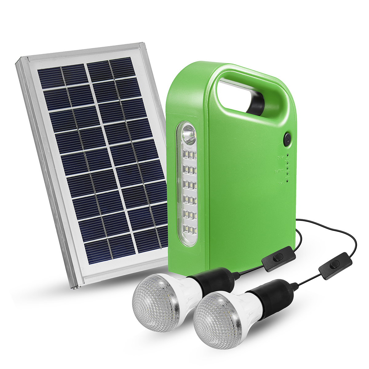

3W 9V Solar Panel Generator Kit 6V USB Charger Home System with 2 LED Bulbs Light
