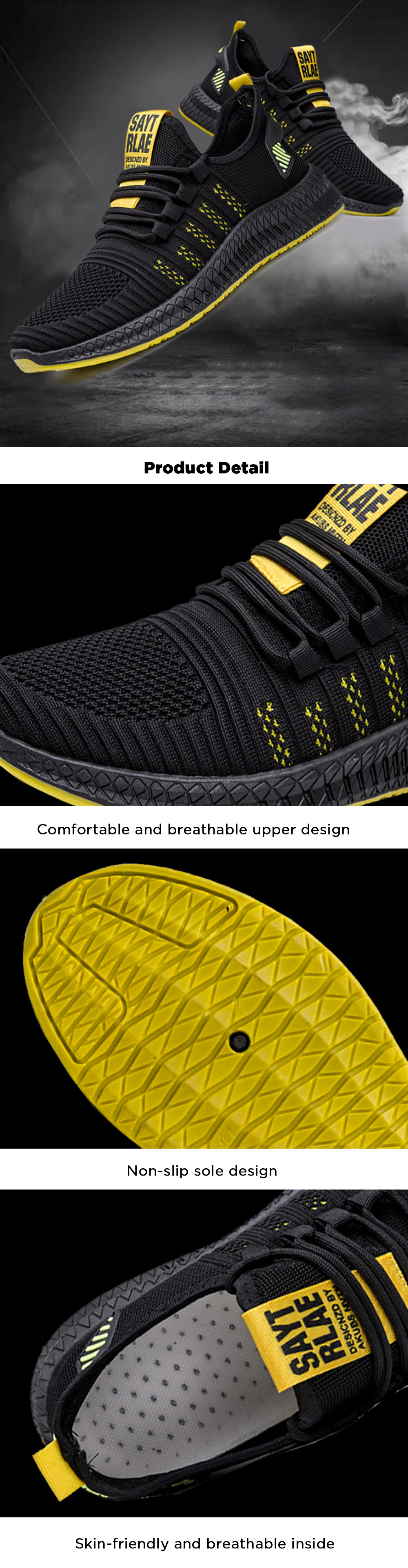 New Men’s Running Shoes Mesh Breathable Anti-slip Lightweight Sneakers ...