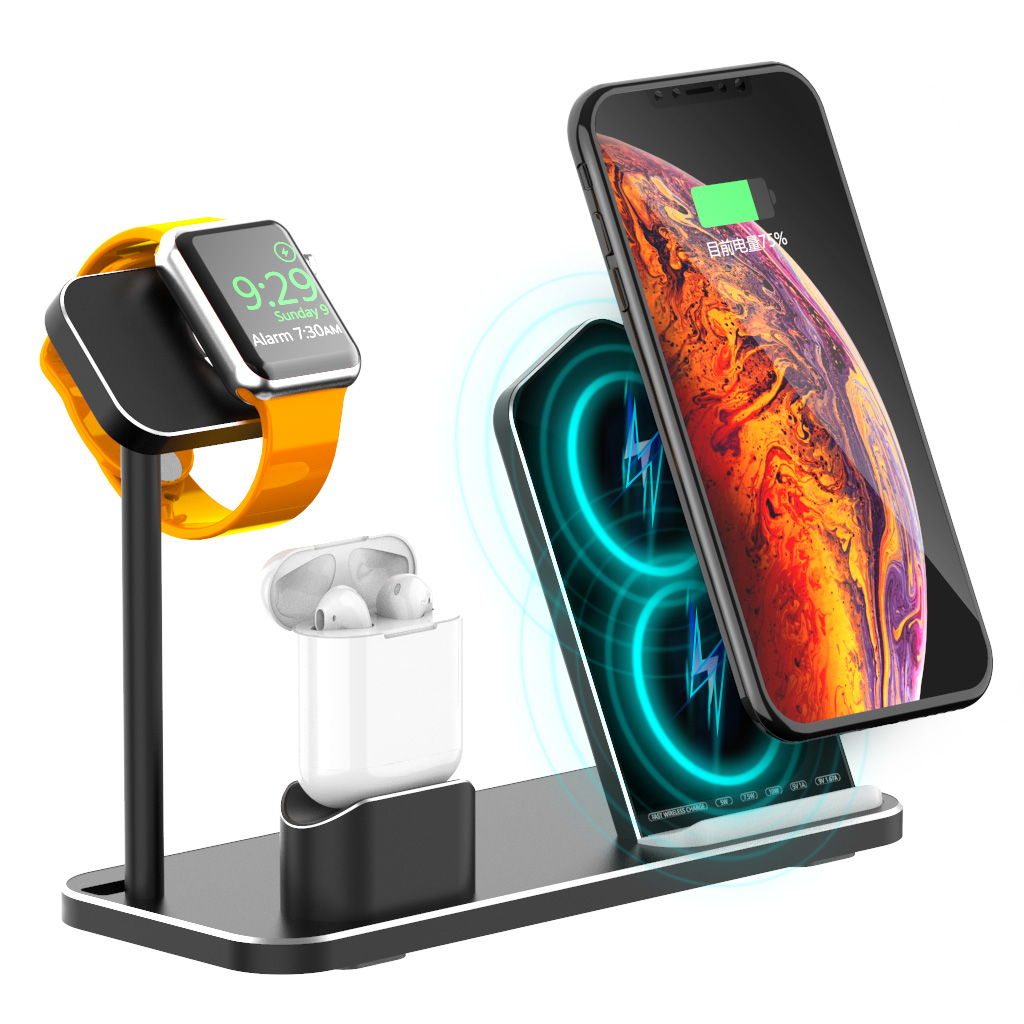 

3 In 1 10W Qi Wireless Charger Charging Dock Station Stand Holder Phone Holder Watch Holder For iPhone Samsung Apple Wat
