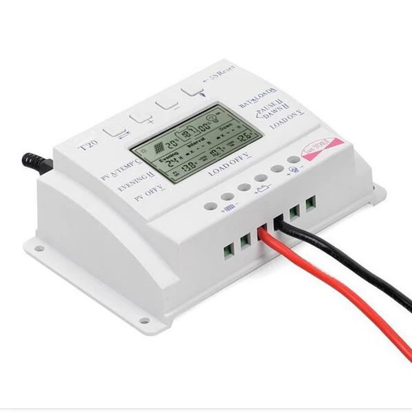 T20 20A 12V/24V PWM LCD Display Solar Panel Battery Regulator Charge Controller Three-time Interval  Controller Regulator