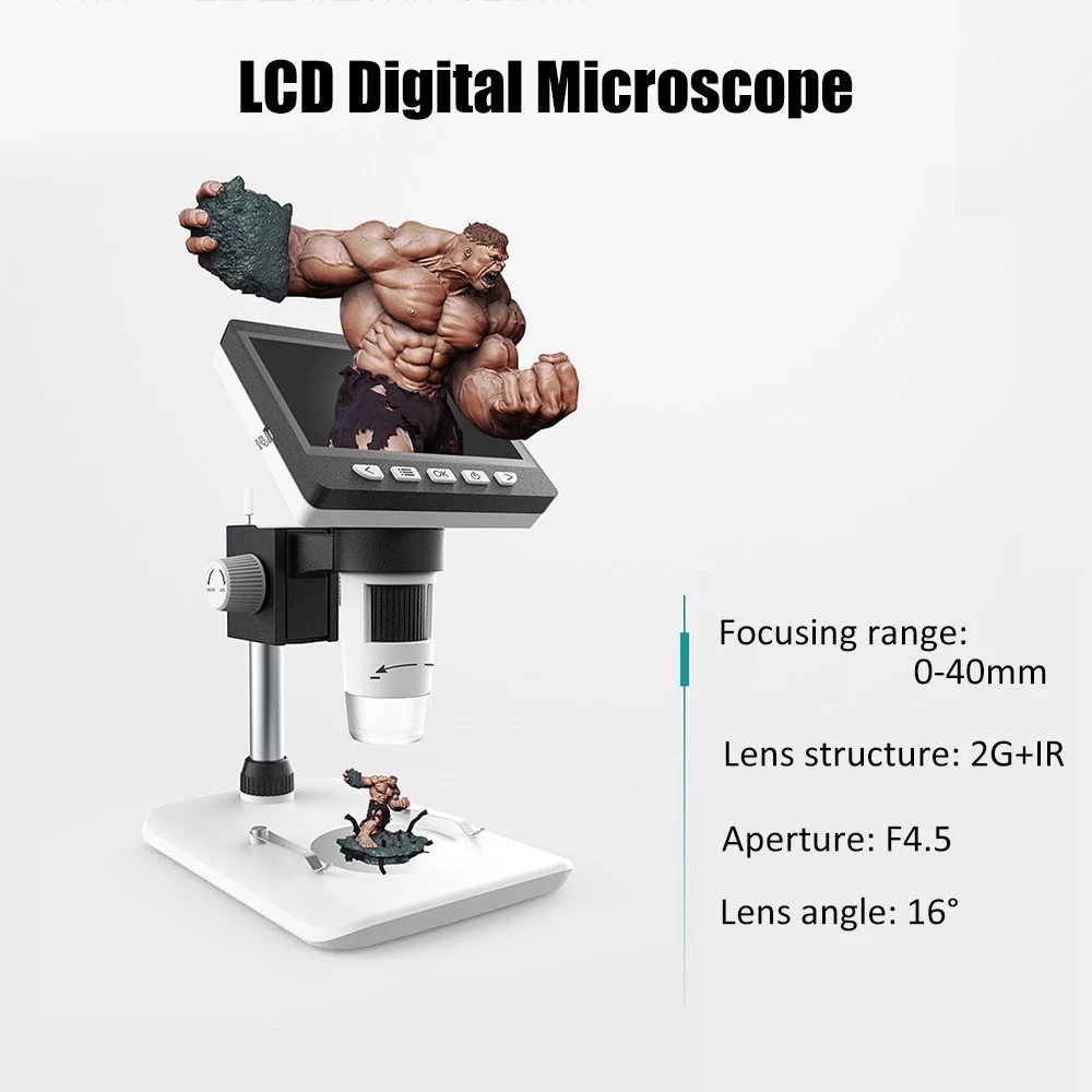 MUSTOOL G700 4.3 Inches HD 1080P Portable Desktop LCD Digital Microscope Support 10 Languages 8 Adjustable High Brightness LED With Adjustable Bracket 66