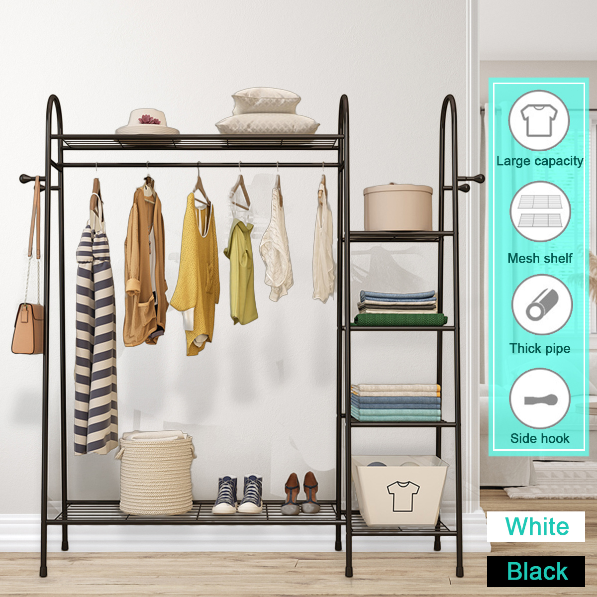Multi-layers Floor Hanger Clothes Rack Shoes Storage Shelf Hats Wardrobe for Home Furniture 1