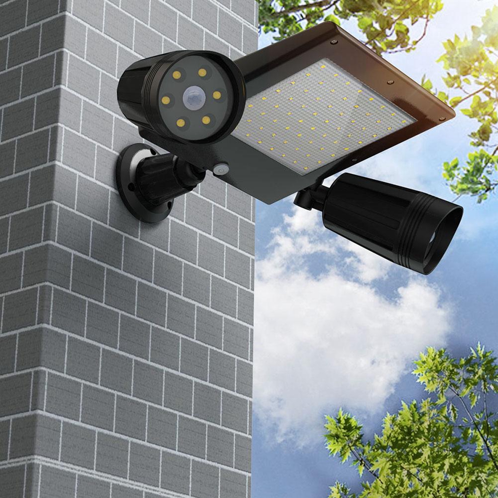 24SHOPZ Solar Powered 76 LED Triple Head PIR Motion Sensor Flood Light Spotlight Outdoor Garden Lamp