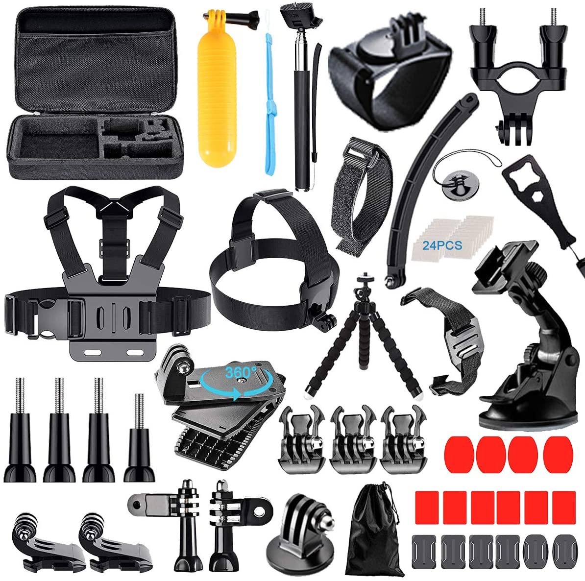 68-in-1 Camera Accessories Kit for GoPro 8/MAX/7 6 5 4 3+/Session 5/AKASO/APEMAN/DBPOWER/Campark/DJI OSMO/Lightdow/SJCAM Various Action Cameras