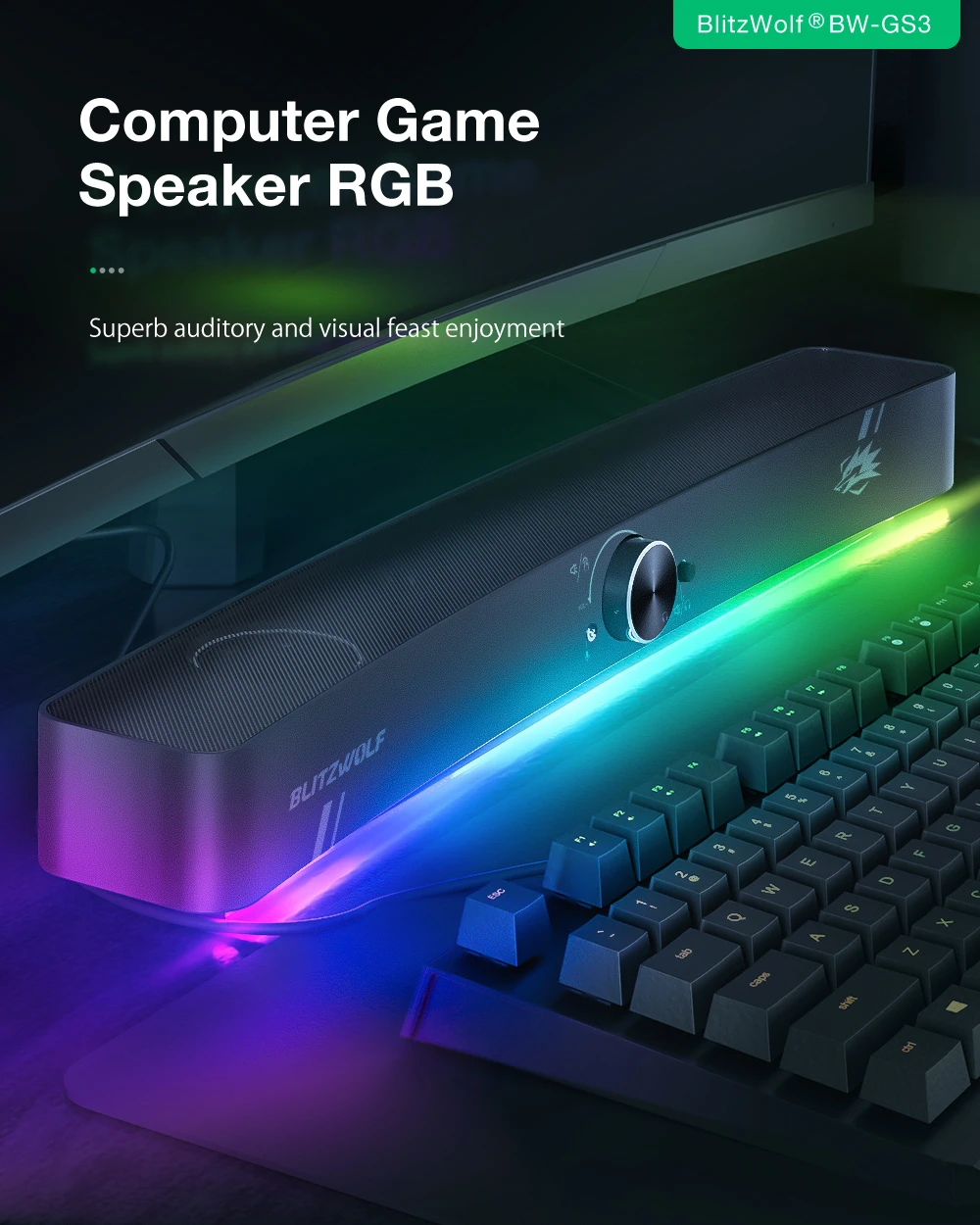 BlitzWolf BW-GS3 Bilgisayar RGB Oyun Hoparlörü