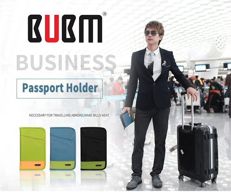 BUBM THZ-SL Travel Passport Holder Documents Organizer Money ID Card Cover Wallet Cash Pouch