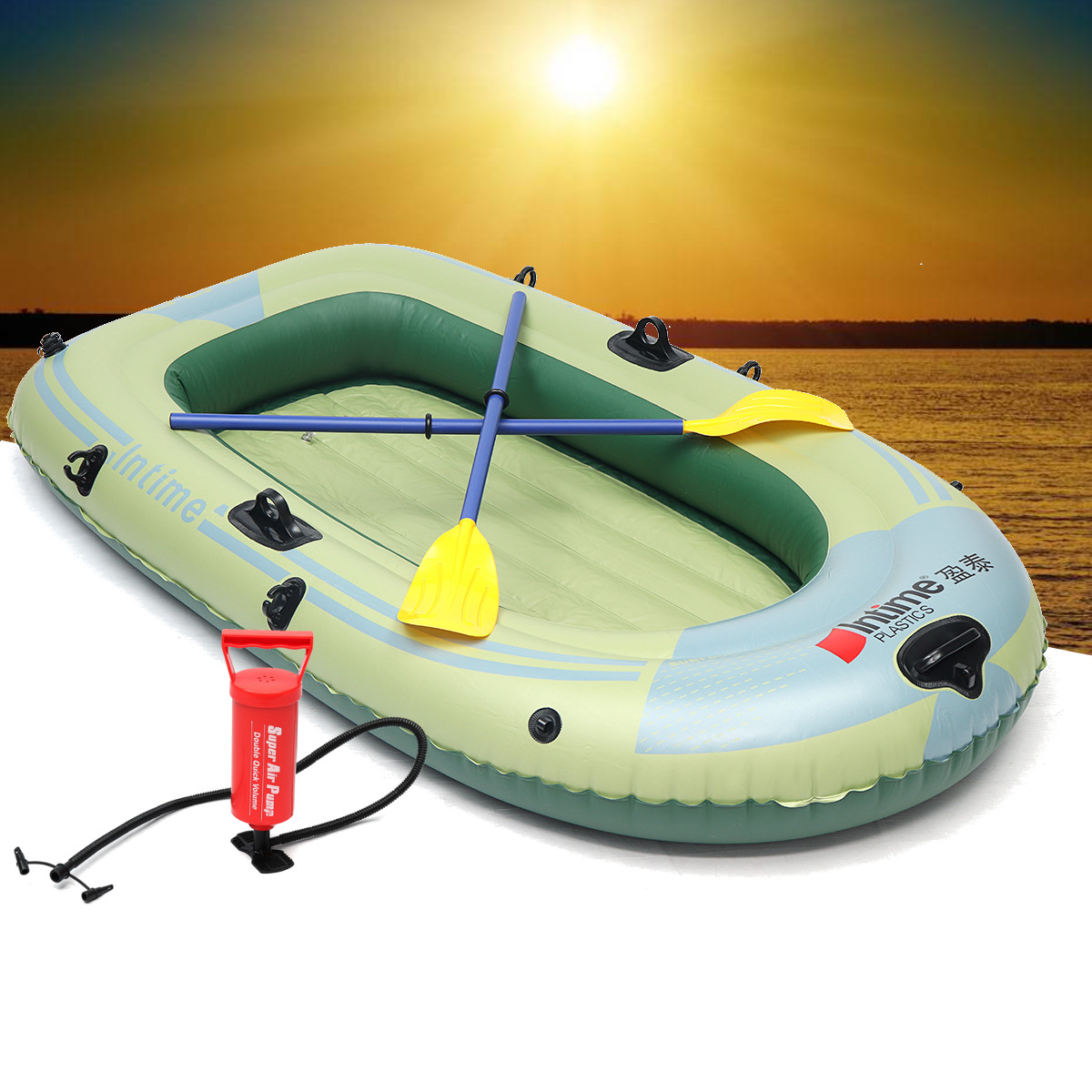 

Outdoor Sports 2/3/4 Person PVC Inflatable Boat Fishing Raft Dinghy Canoe Kayak