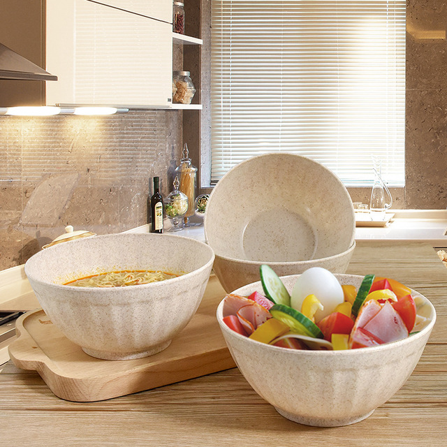 

Hezhong Creative Environmental Protection Wheat Fiber Element Soup Bowl Rice Bowl Home Food Supplement Drop Plastic Tableware