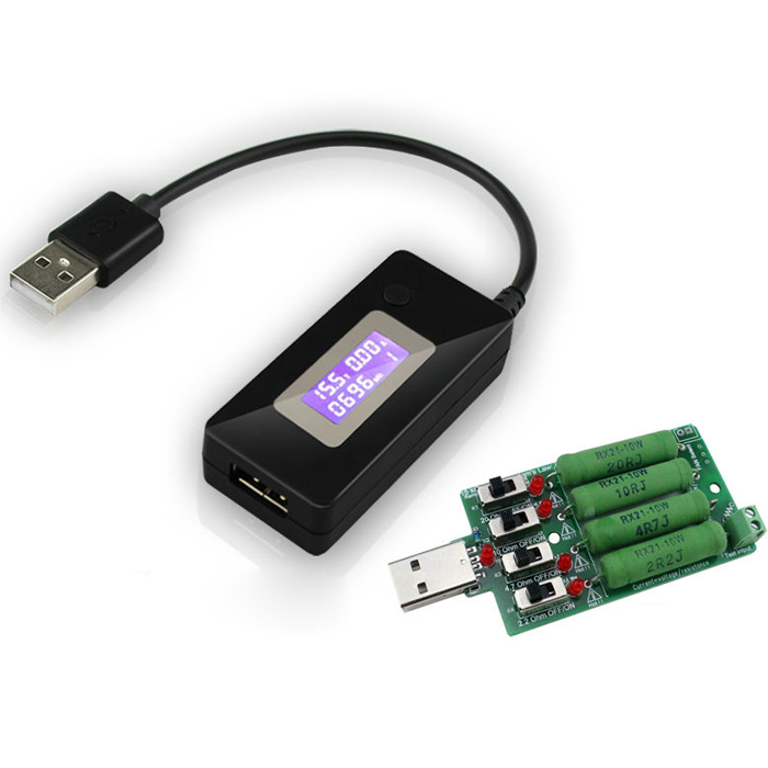 

USB Tester DC Voltmeter Ammeter Voltage Current Meter Capacity Monitor QC2.0 Quick Charger Detector + USB Discharge Load Resistor