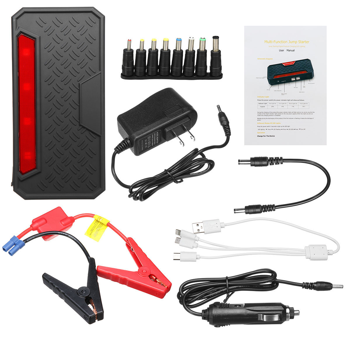 

12V 68800mAh Auto Jump Starter Emergency Light Battery Booster Auto Power Bank Charger