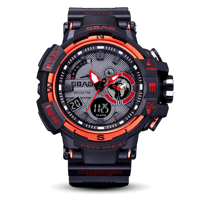 

SBAO S8008 Calendar Stopwatch Men Dual Display Digital Watch