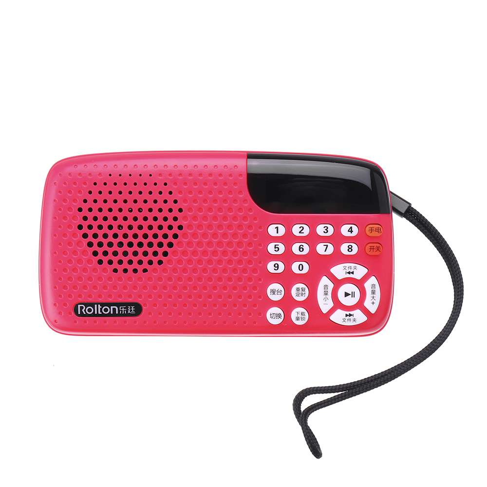 

Rolton W105 Portable Mini FM Radio Speaker Music Player Tf Card With LED Display And Flashlight