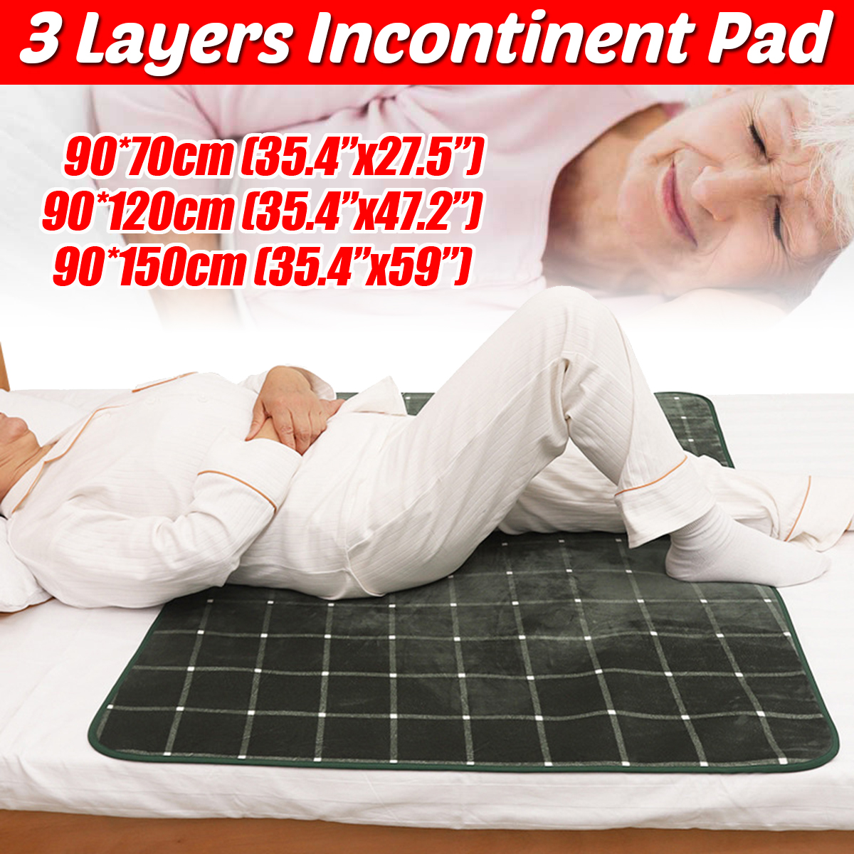 Washable Reusable Waterproof Underpad Bed Cushion Incontinence Kids Adult Mattress Protector 1