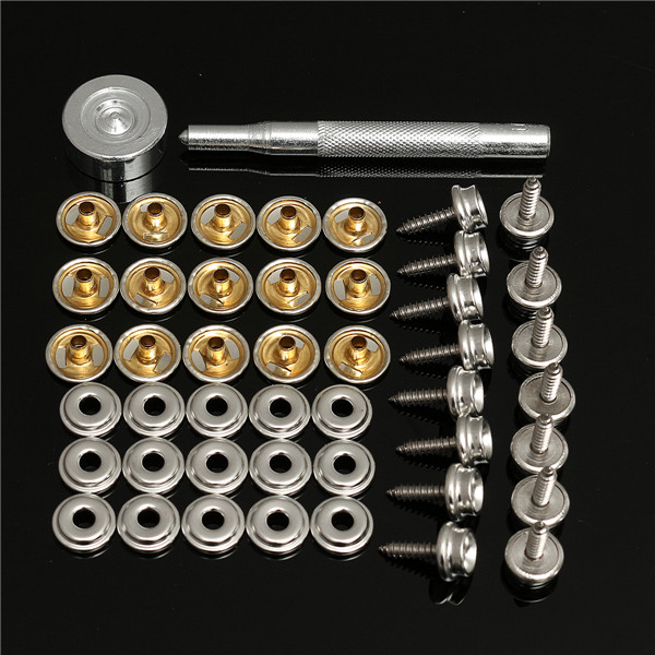 

47pcs 15mm Metal Canvas Buckle Quick Snap Fastener Buttons Screws Kits