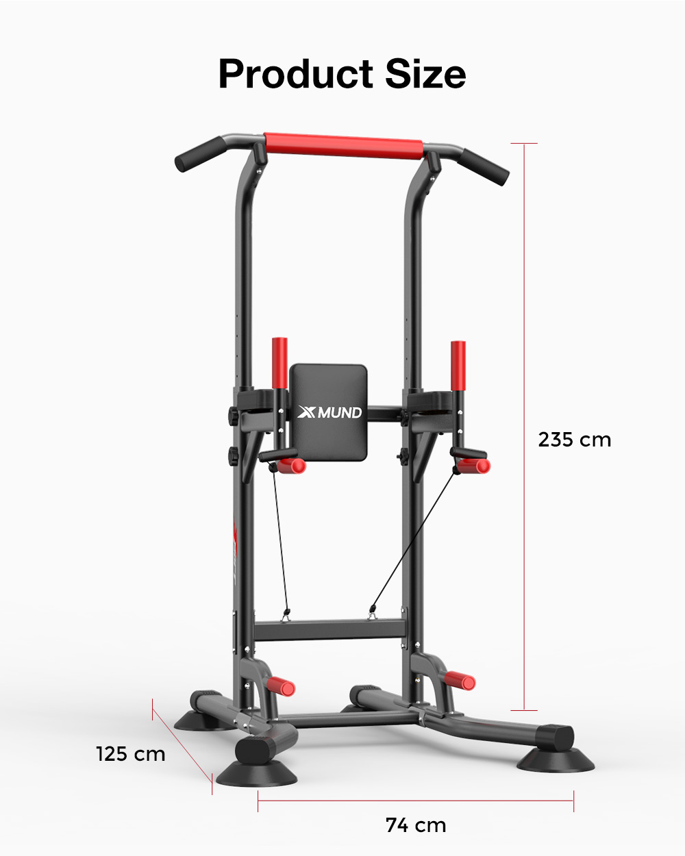 [US Stock] XMUND XD-PT1 Multifunctional Pull Up Dip Station Power Tower Traction Horizontal Bar Strength Training Fitness Exercise Home Gym
