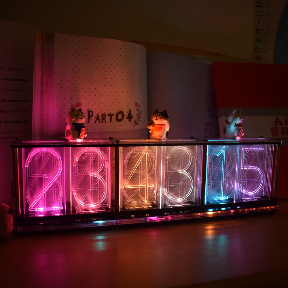 Find Geekcreit Bigger Display DIY Imitate Glow Clock Kit Full Color RGB Glow Tube Clock LED Music Spectrum Kit for Sale on Gipsybee.com with cryptocurrencies