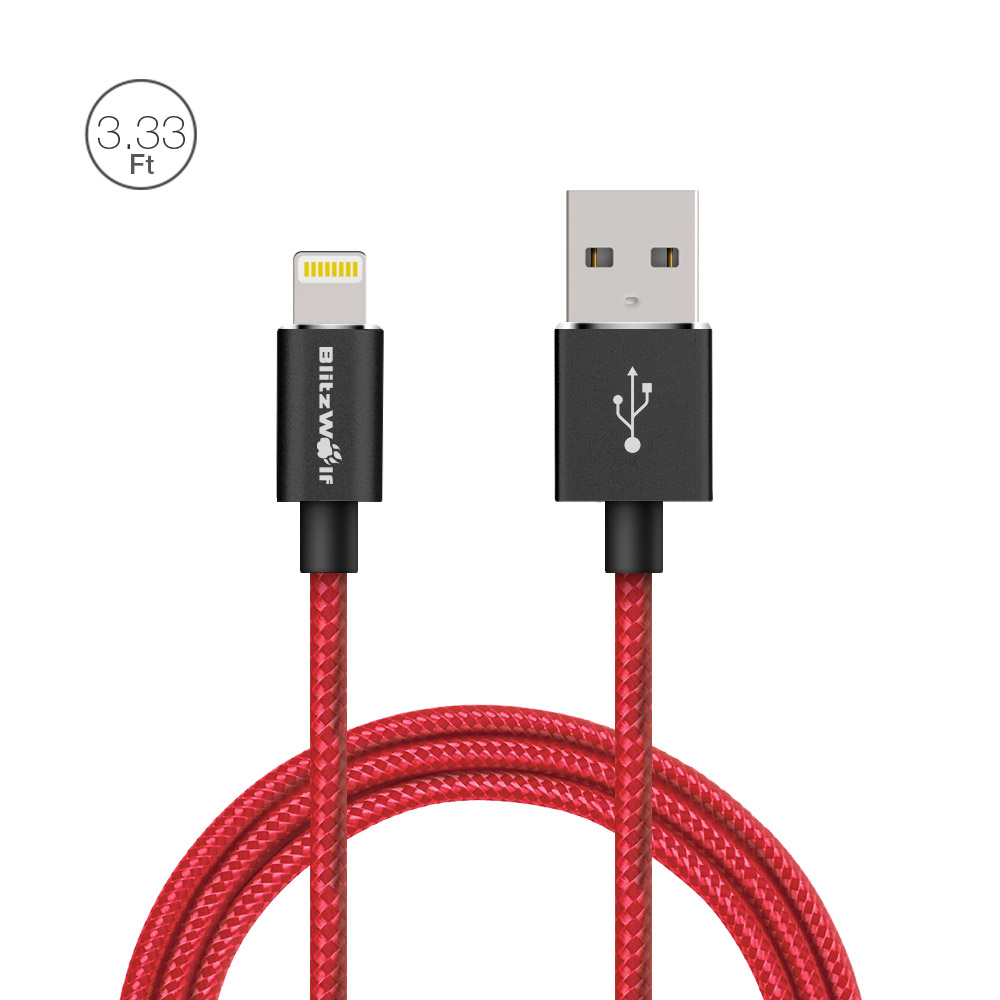

BlitzWolf® BW-MF5 2.4A Молния до USB плетеный кабель для передачи данных 3.33ft / 1м с MFI для iPhone 8 Plus X