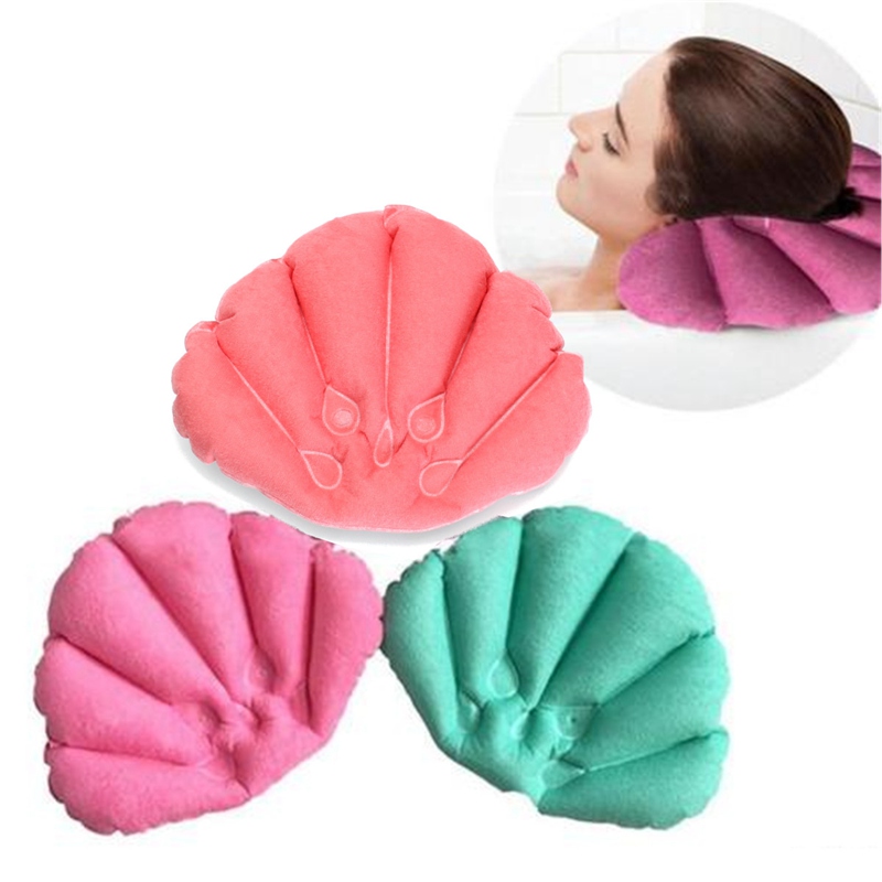 

Honana Bathroom Products Home Spa Inflatable Pillow Cups Shell Shaped Neck Bathtub Cushion Random Color Accessories