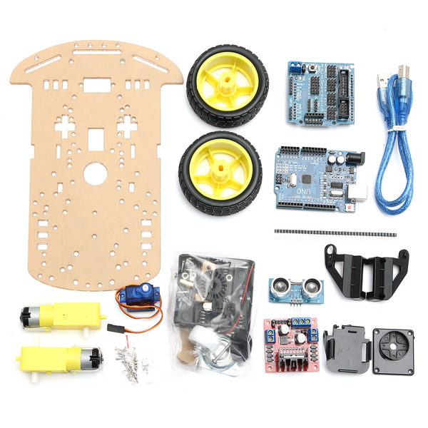 

2WD Avoidance Tracking Smart Robot Chassis Car Kit With Speed Encoder Ultrasonic For Arduino UNO R3