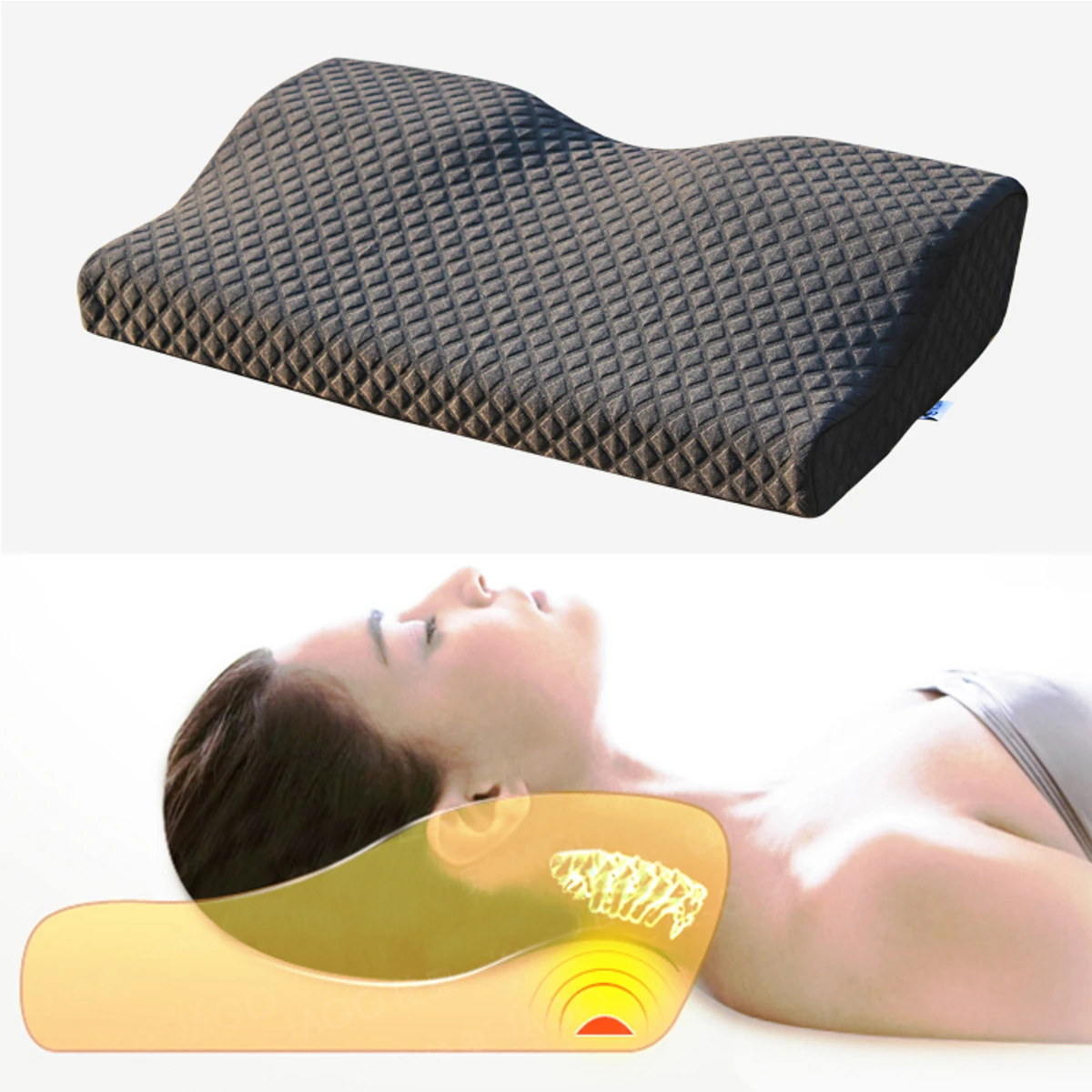 Memory Foam Pillow Cervical Spondylosis Neck Pain Relief Slow Rebound Massager Massage