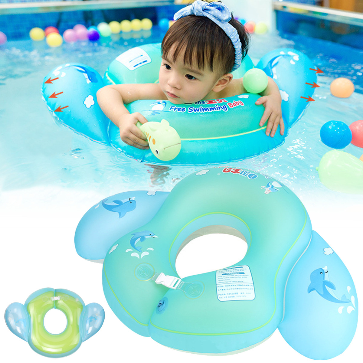 

Outdoor Baby Float Swimming Ring Kids Inflatable Infants Swim Trainer Pool Water Fun Toy