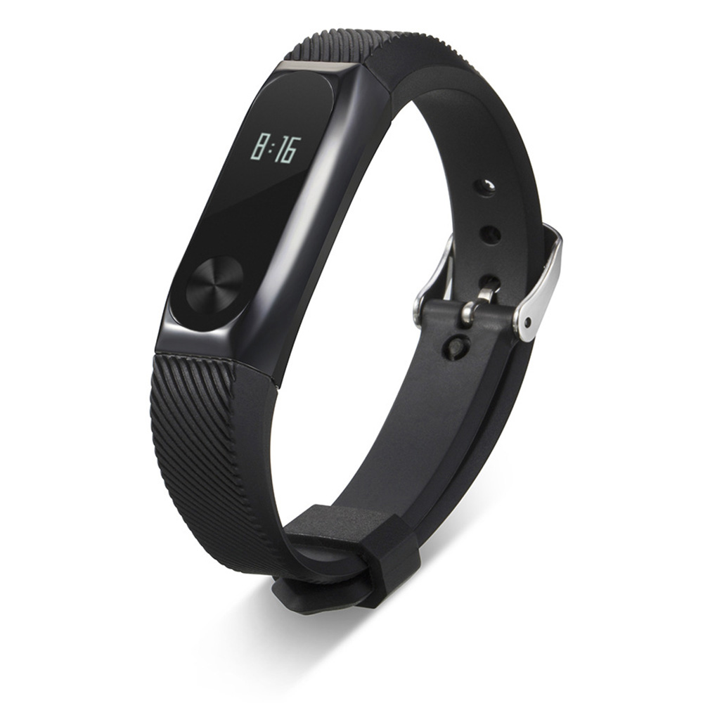 

Replacement 14mm Rubber Strap Metal Case Bracelet Wristband for Xiaomi Miband 2