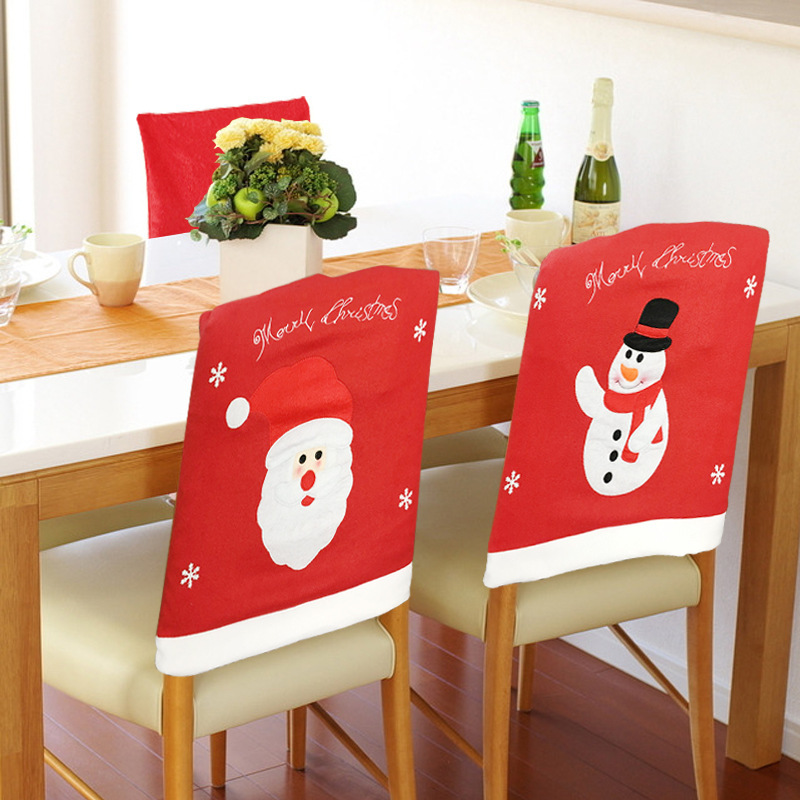 

Santa Claus Christmas Chair Cover Event Party Christmas Snowman Dinner Chairs Cover Home Decor